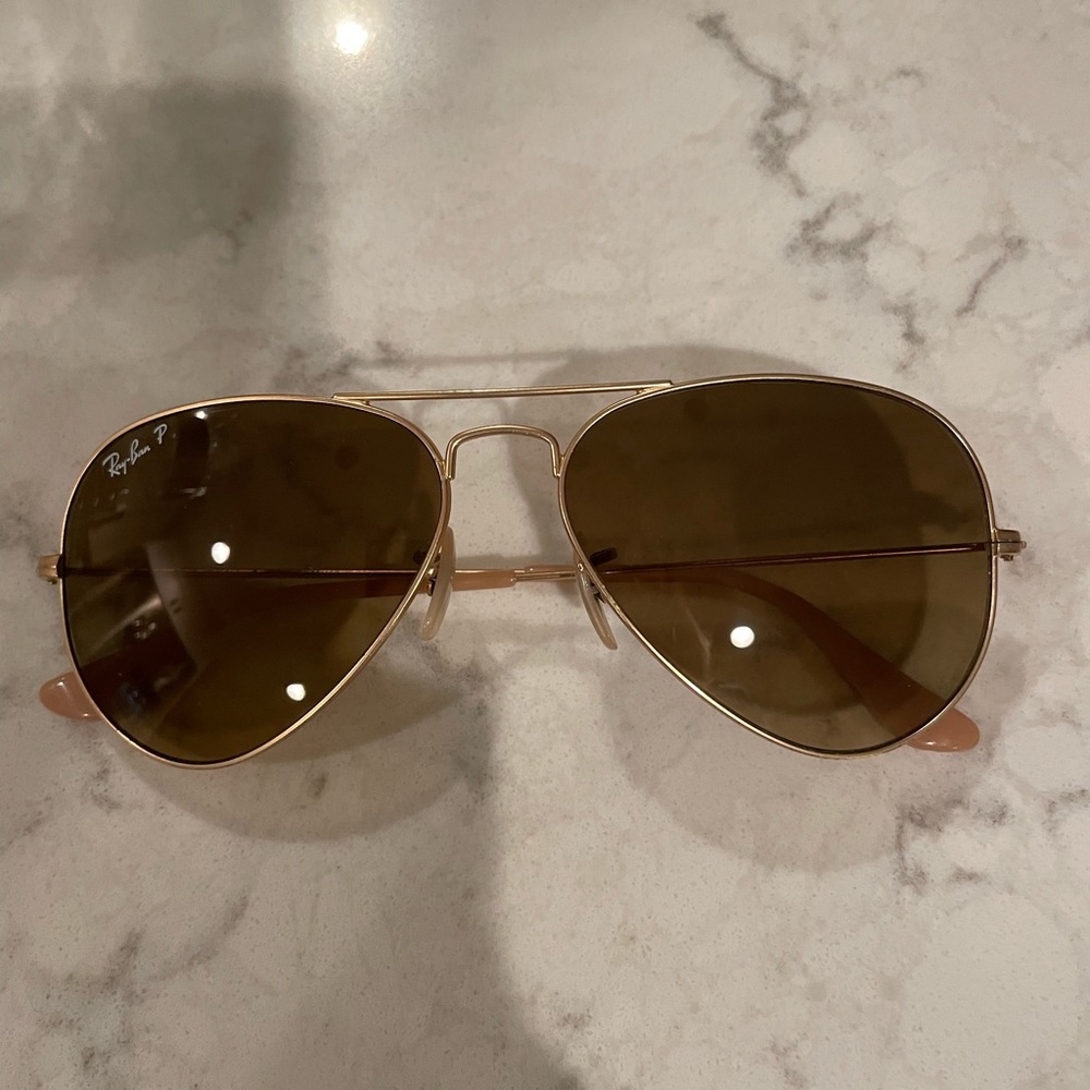 Ray ban gold polarized sunglasses